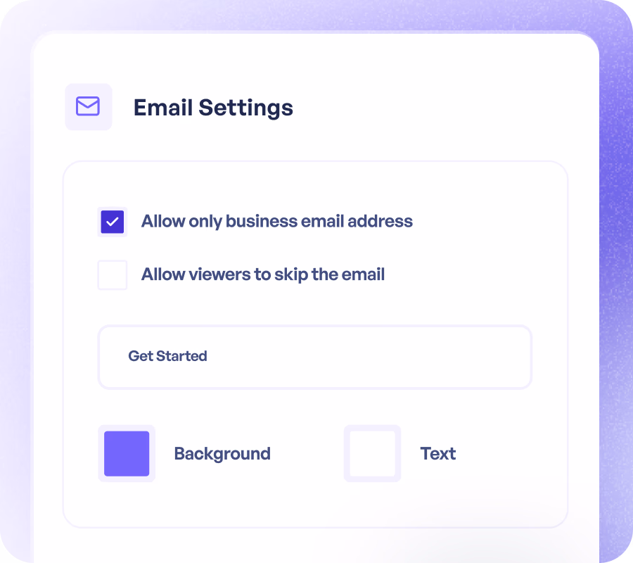 Built-in email capture and surveys
