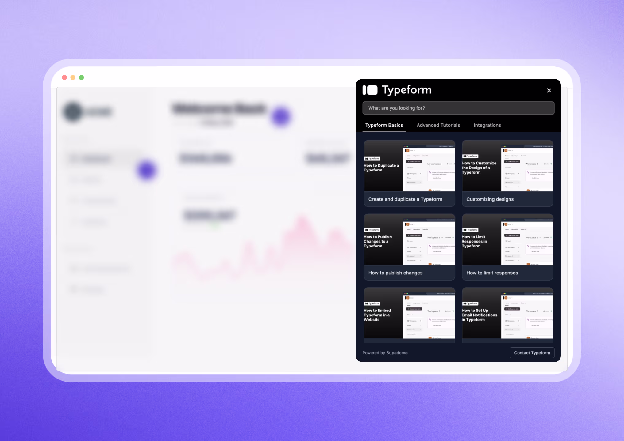 In-app demo hub with embedded interactive guides