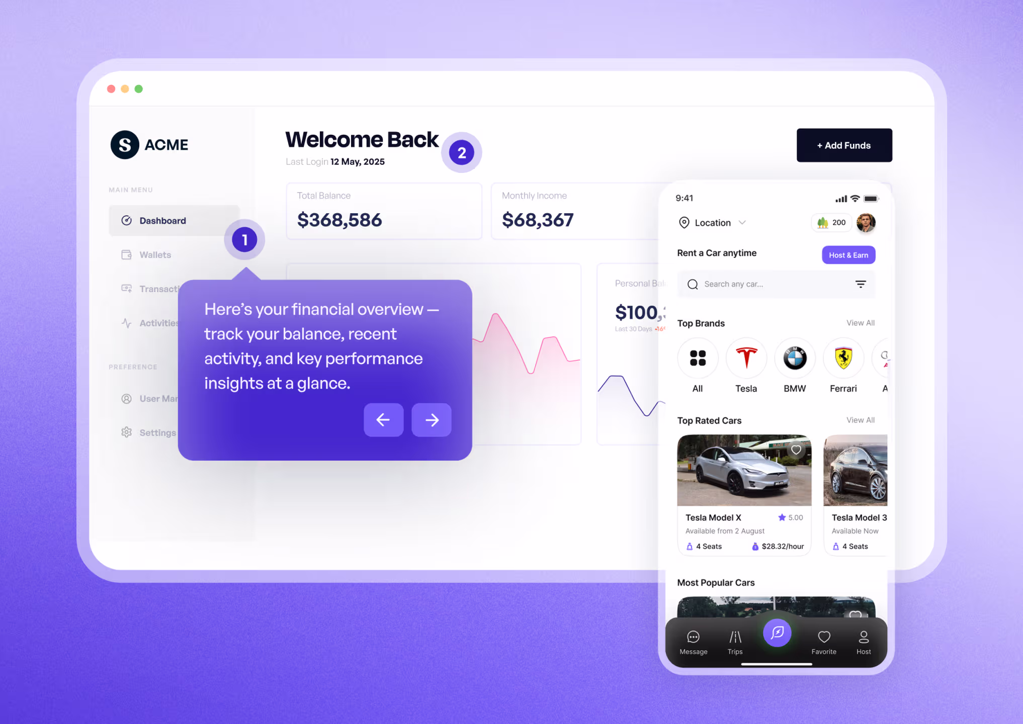 Guided interactive demo embedded on a landing page